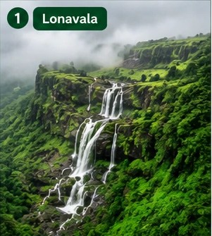Mumbai to Lonavala cab with scenic waterfalls during the monsoon